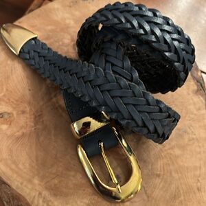 Vintage Capezio Braided Leather Belt (Blue) - M/L